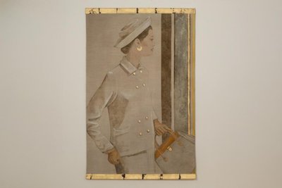 Tela dipinta di una donna degli anni '50. Opera contemporanea. LS6760A671/1