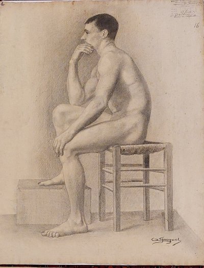 Arthur JACQUET - (1876 - 1966) - 4 dessins académiques masculins  - 1896 -
