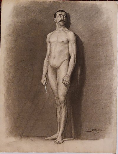 Arthur JACQUET - (1876 - 1966) - 4 dessins académiques masculins  - 1896 -