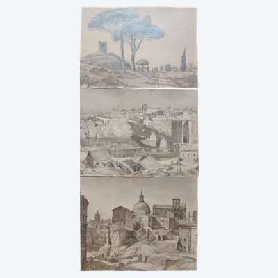 René Cottet  - (1902 - 1992) - Espagne - 3 dessins originaux - 1933