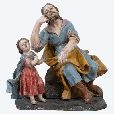 Scultura antica in legno policromo proveniente da Napoli, XVIII secolo.