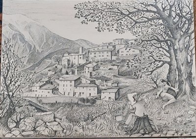 Remy HETREAU - (1913 - 2001) - 3 dessins - Brantes - Vaucluse