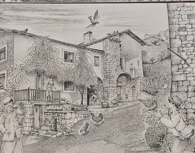 Remy HETREAU - (1913 - 2001) - 3 dessins - Brantes - Vaucluse
