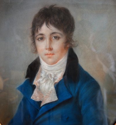 Ecole Française du début 19e siècle, portrait pastel d'un jeune aristocrate sous l'Empire