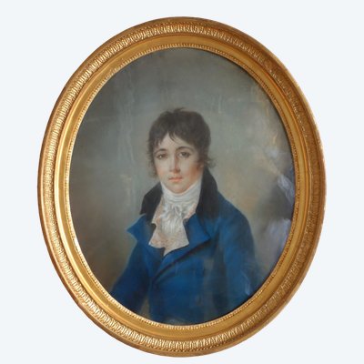 Ecole Française du début 19e siècle, portrait pastel d'un jeune aristocrate sous l'Empire
