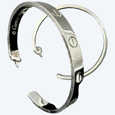 Ohrringe, 18 K Weißgold, signiert/numeriert von Cartier, Modell Love, Schraubendekor