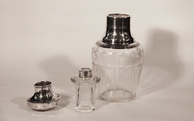 Bouteille en cristal et argent massif 