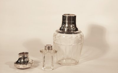 Bouteille en cristal et argent massif 
