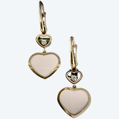 Ohrringe Chopard, Happy Hearts Collection, 18 Karat Gold, herzförmig, beweglicher Diamant