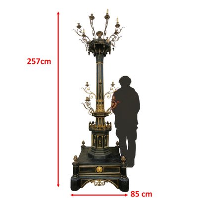 Großer Kandelaber H257cm, gotischer Stil, Anfang XIX.