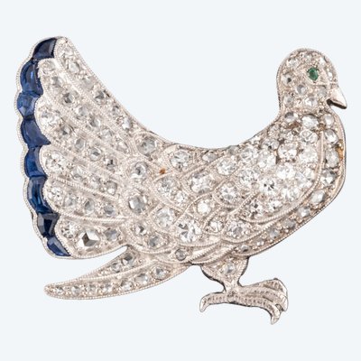 Brosche Taube aus Diamanten und Saphiren, um 1930