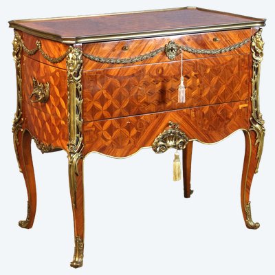 Combination chest of drawers forming a dressing table after a model by JF Leleu