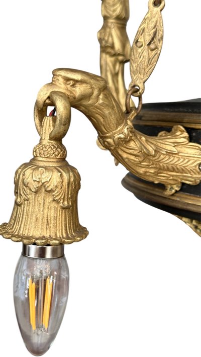 Ten-light gilded bronze Caryatid chandelier