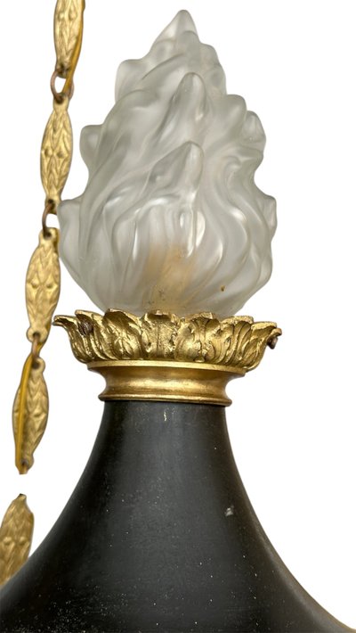 Ten-light gilded bronze Caryatid chandelier