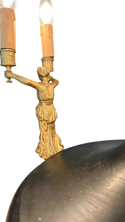 Ten-light gilded bronze Caryatid chandelier