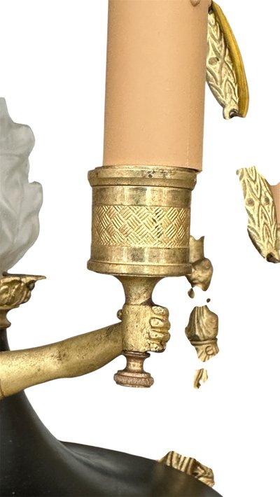 Ten-light gilded bronze Caryatid chandelier