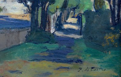 Paul de CASTRO (1882-1940)  " Chemin à Villeneuve lez Avignon " Provence France Paris