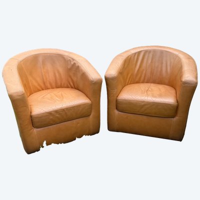 Pair of leather armchairs