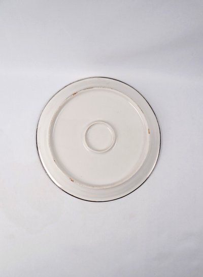 Grand plat en porcelaine style Imari contour en argent massif fin XIXe
