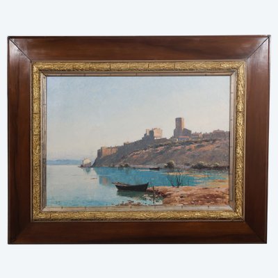 Öl auf Leinwand Ansicht von Bages Lina BILL (1855-1936)