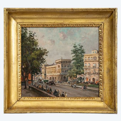 Tableau ancienne  Huile sur panneau  Signé De Corsi. Naples XIXe siècle.