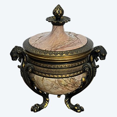 Small Napoleon III marble and bronze covered pot