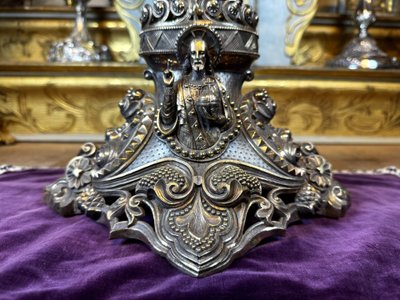 Imponente ostensorio in argento dorato - XIX secolo