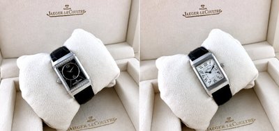 Jaeger-LeCoultre Reverso Damenuhr Duetto, Diamanten, Mechanisch, 1000 Stunden, Stahl/Leder, Box & Papiere
