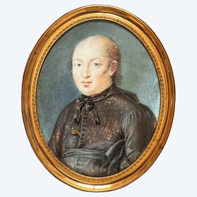 Grande miniatura, ritratto di un ecclesiastico, inizio XIX secolo.
