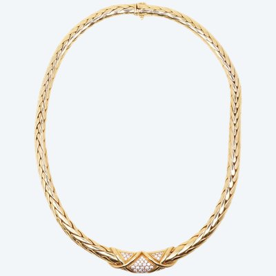 GAY FRERES Collana vintage in oro intrecciato con diamanti
