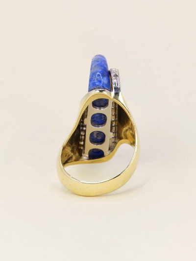 Bague cocktail or jaune lapis lazuli diamants