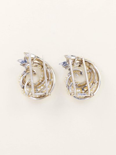 Double clips coquillage or blanc perles fines
