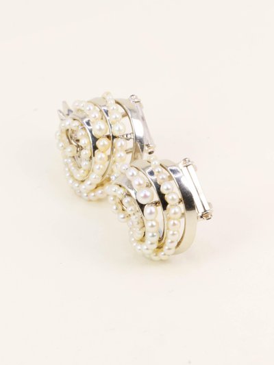 Double clips coquillage or blanc perles fines