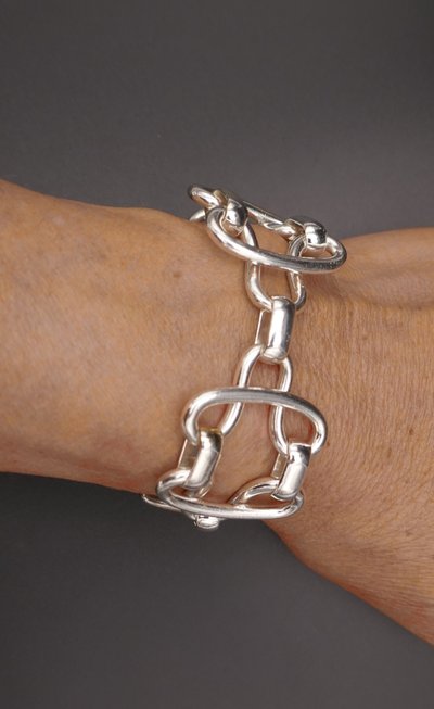 Important Vintage Silver Bracelet, Invisible Clasp.