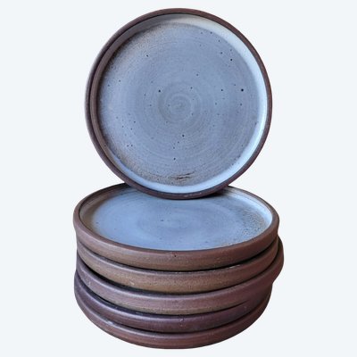 6 assiettes en grès de Ratilly / J&N Pierlot / Puisaye 
