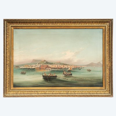 Tableau ancienne huile sur toile Naples. XIXe siècle.