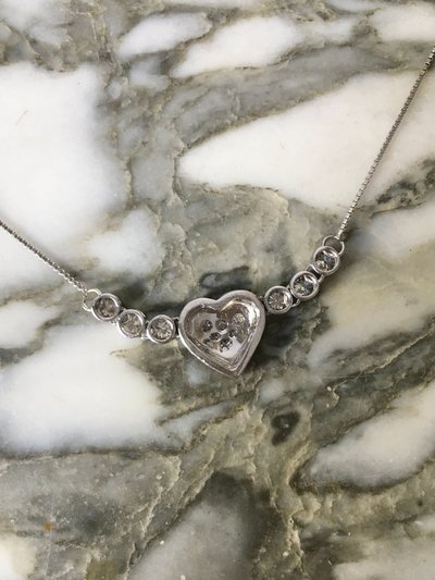 Collier coeur en or blanc 18K et diamants