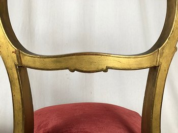Paar Stühle im Louis XV-Stil aus vergoldetem Holz, Zeit Napoleons III