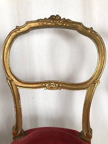 Paar Stühle im Louis XV-Stil aus vergoldetem Holz, Zeit Napoleons III
