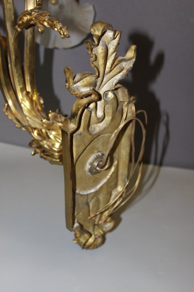 Pair of Napoleon III wall sconces in gilt bronze