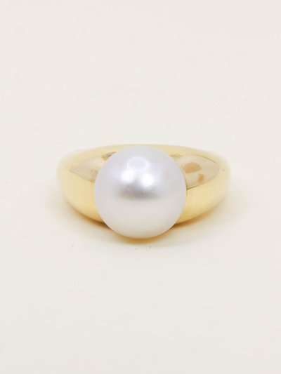 TECLA Gelbgold-Ring im Bandstil mit Knopfperle