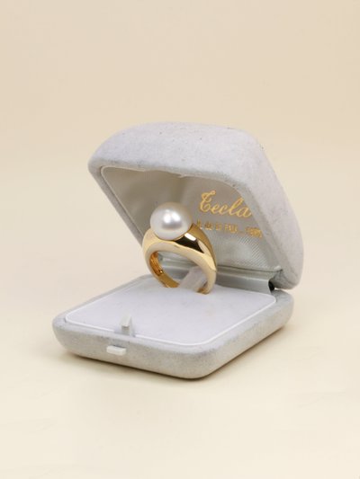 TECLA Gelbgold-Ring im Bandstil mit Knopfperle