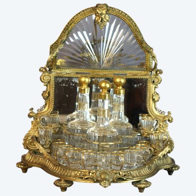 Spirituosenschrank aus Kristall und Bronze aus dem 19. Jahrhundert