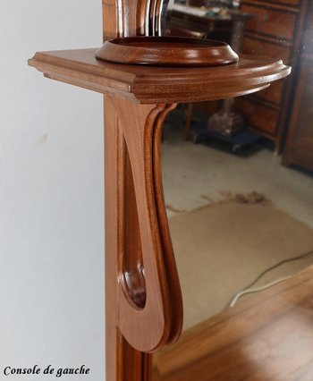 Mahogany Console Mirror, Majorelle spirit, Art Nouveau - 1900