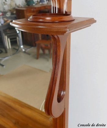 Mahogany Console Mirror, Majorelle spirit, Art Nouveau - 1900