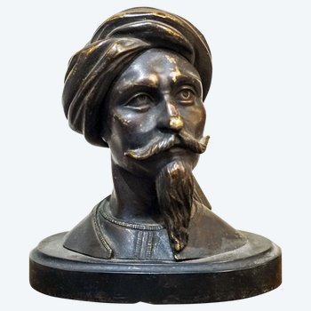 Bronze Orientalist Head Inkwell