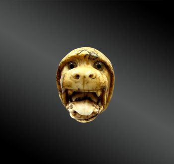 POMMEAU de CANNE à la TÊTE de CHIEN - France - fin du XIXème siècle 