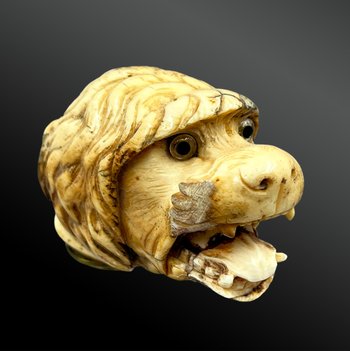 POMMEAU de CANNE à la TÊTE de CHIEN - France - fin du XIXème siècle 