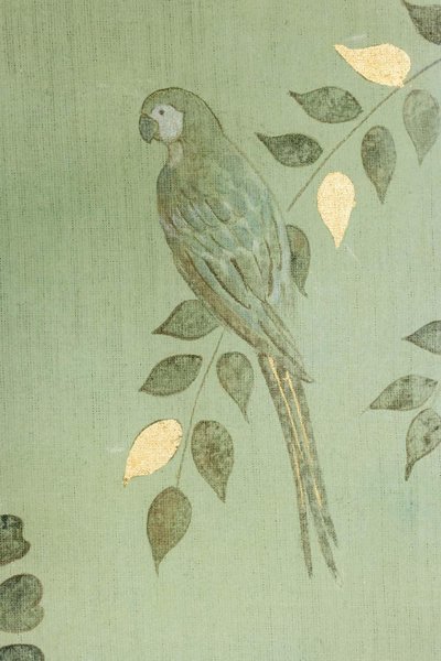 Painted canvas or decorative panel, featuring parrots and foliage. Contemporary. LS6782A1089