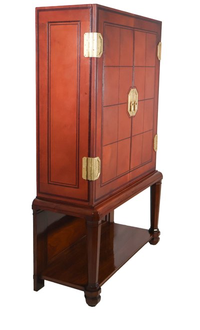 Palisanderschrank aus der Art-déco-Zeit, bezogen mit Leder